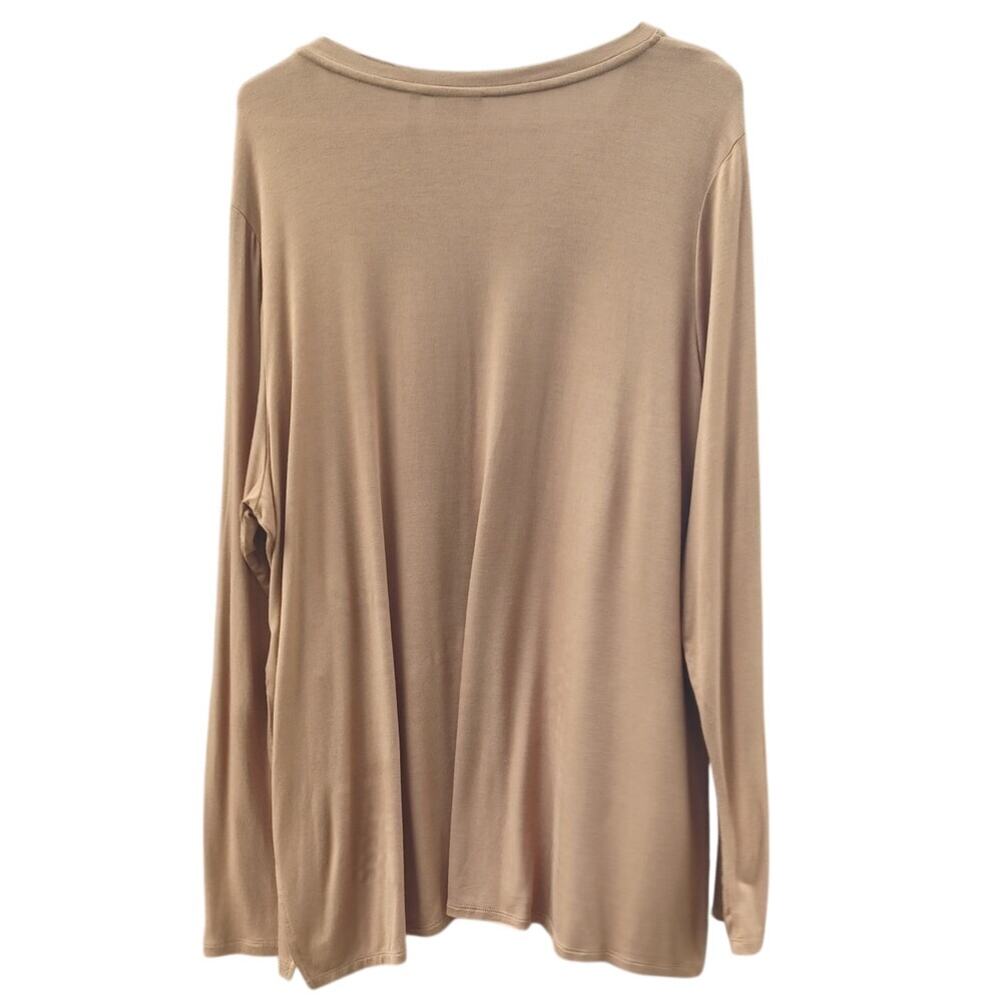 Camel Brown Oversized Tunic Top XL Lagenlook Boho Side Slit Stretch - Picture 5 of 8